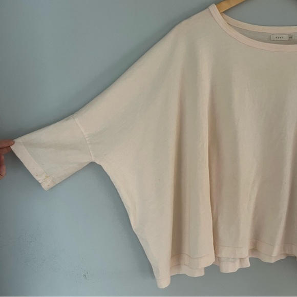 6397 Cotton Bateau Neckline Tee in Pale Peach - Picture 3 of 8